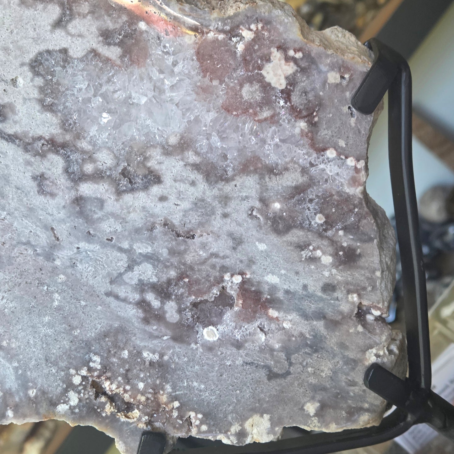 Pink Amethyst Slab & Metal Stand 3Kg