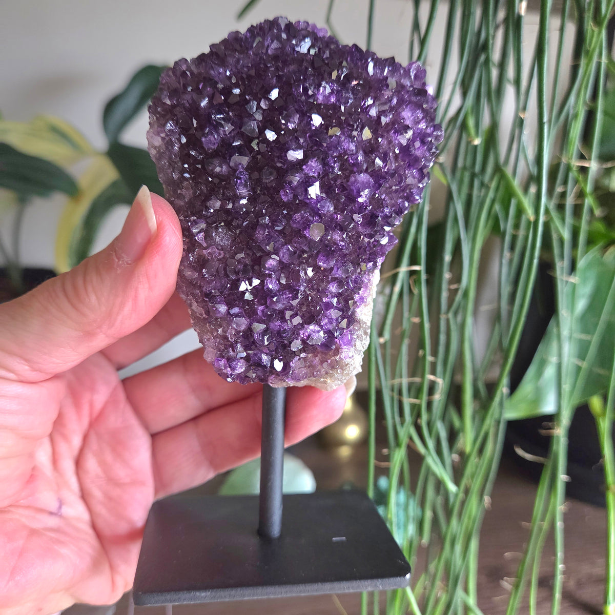 Amethyst Cluster On Metal Stand