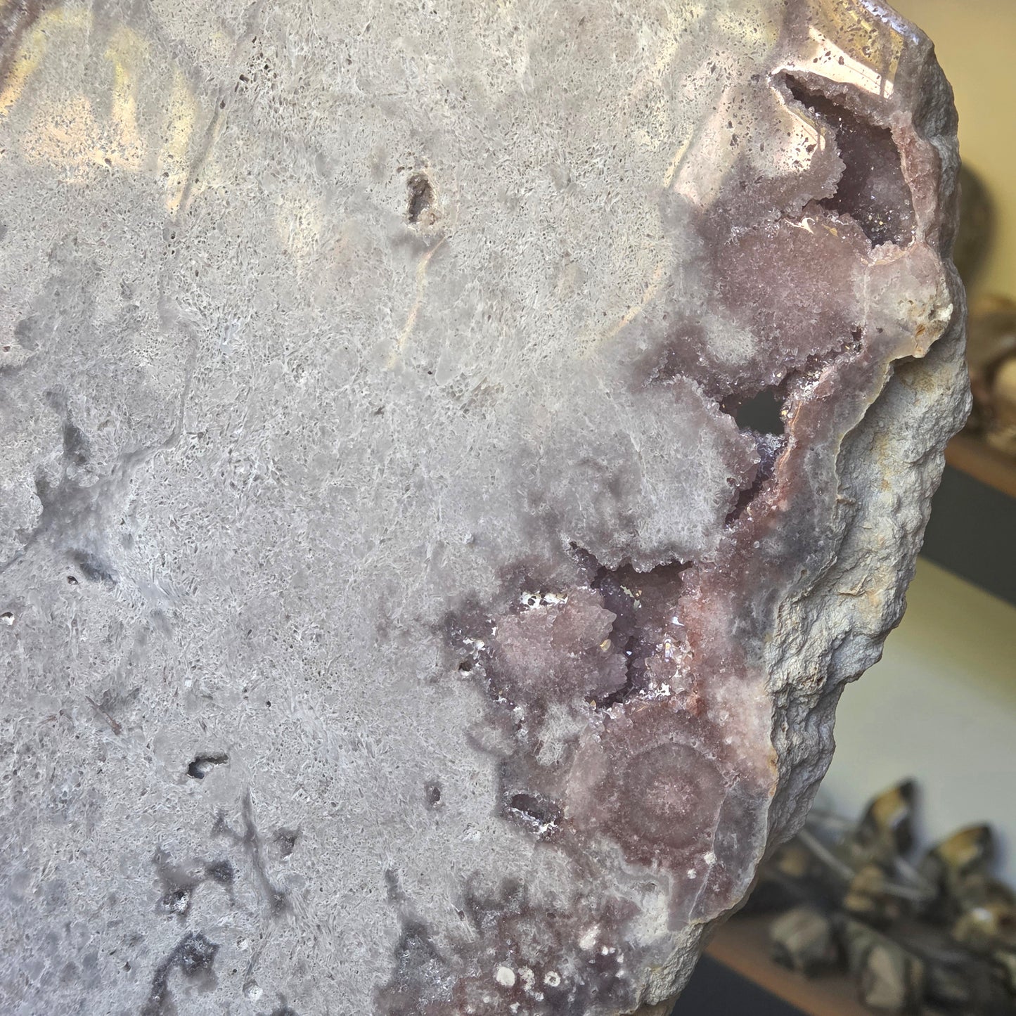 Pink Amethyst Slab & Metal Stand 3Kg