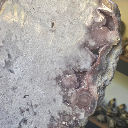 Pink Amethyst Slab & Metal Stand 3Kg