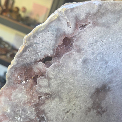 Pink Amethyst Slab & Metal Stand 3Kg