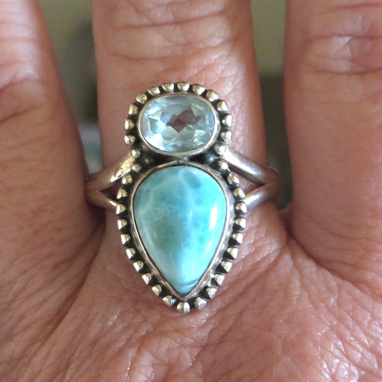 Larimar & Topaz Ring