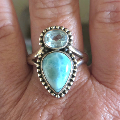 Larimar & Topaz Ring