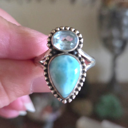Larimar & Topaz Ring