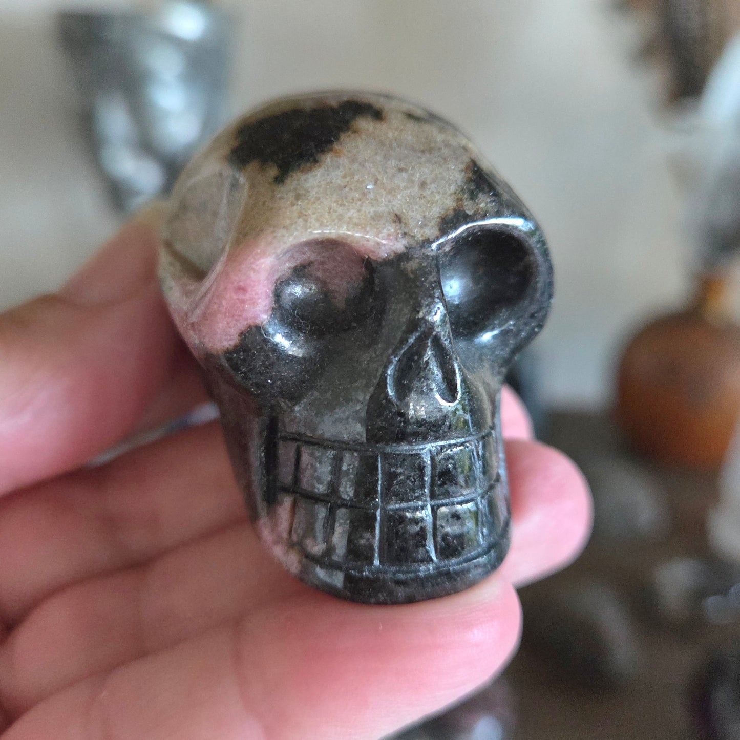 Rhodonite Skull