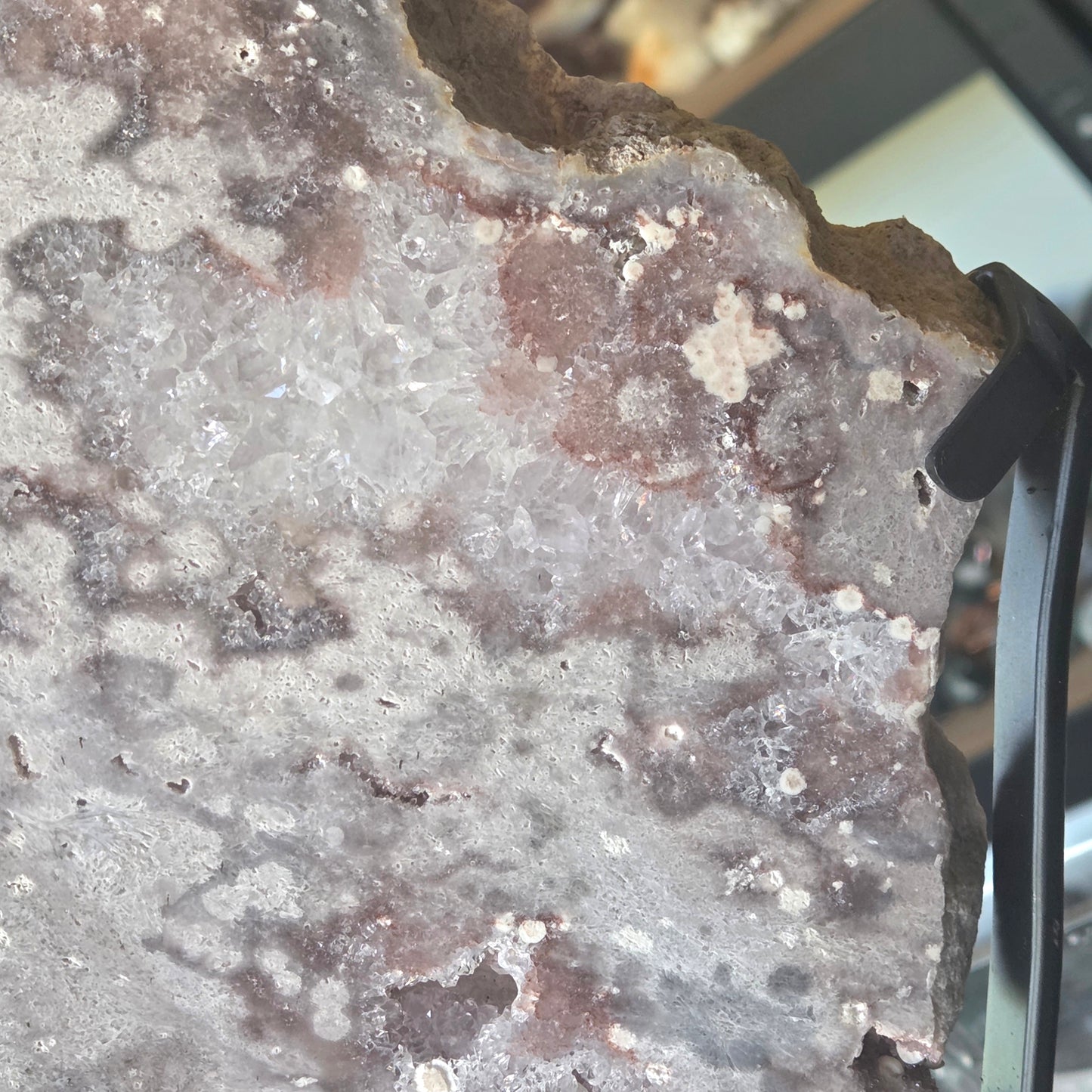 Pink Amethyst Slab & Metal Stand 3Kg