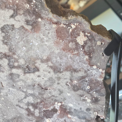 Pink Amethyst Slab & Metal Stand 3Kg