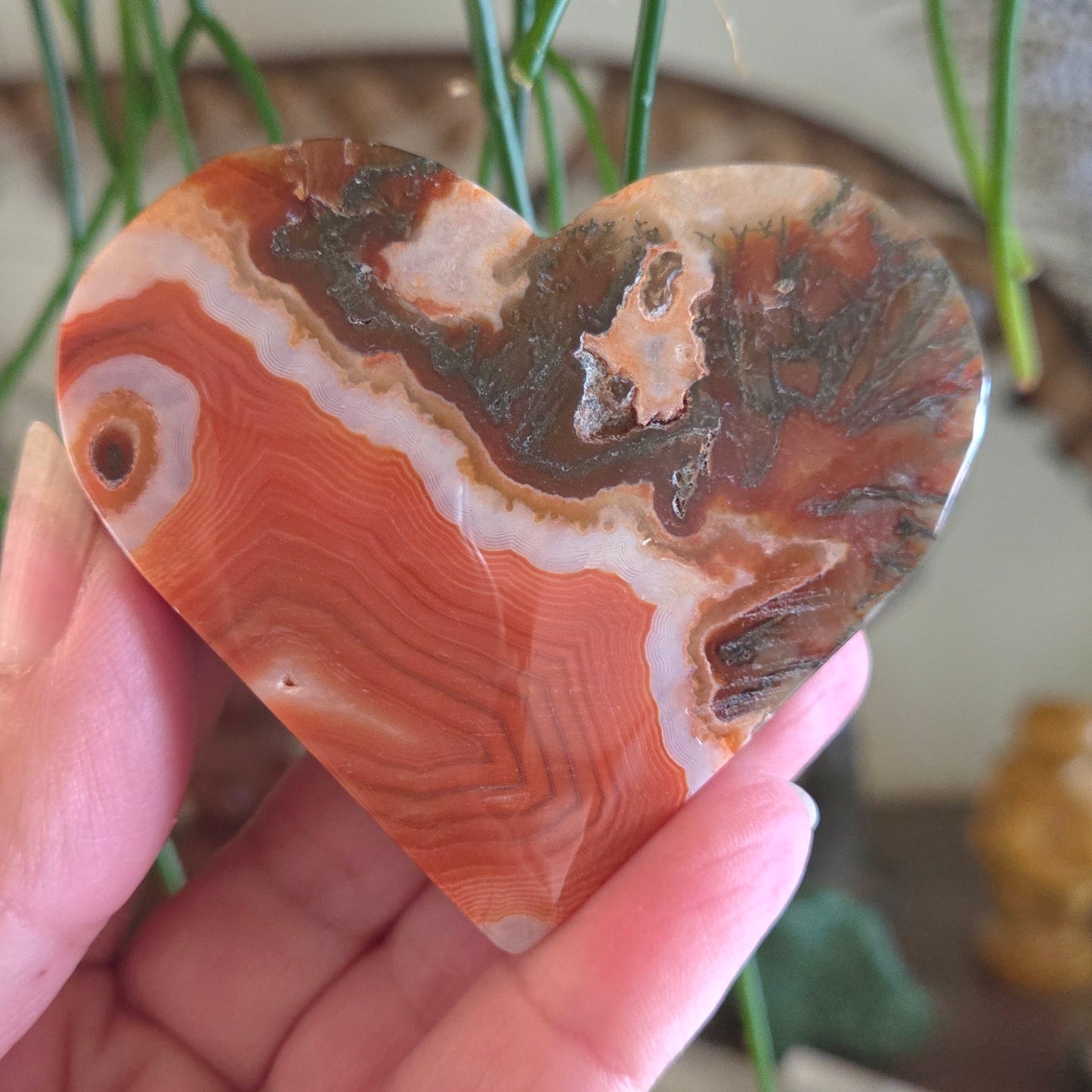 Red Moss Agate Heart