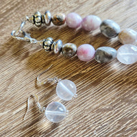 Pink Tourmaline, Rose Quartz & Clear Quartz Necklace Set