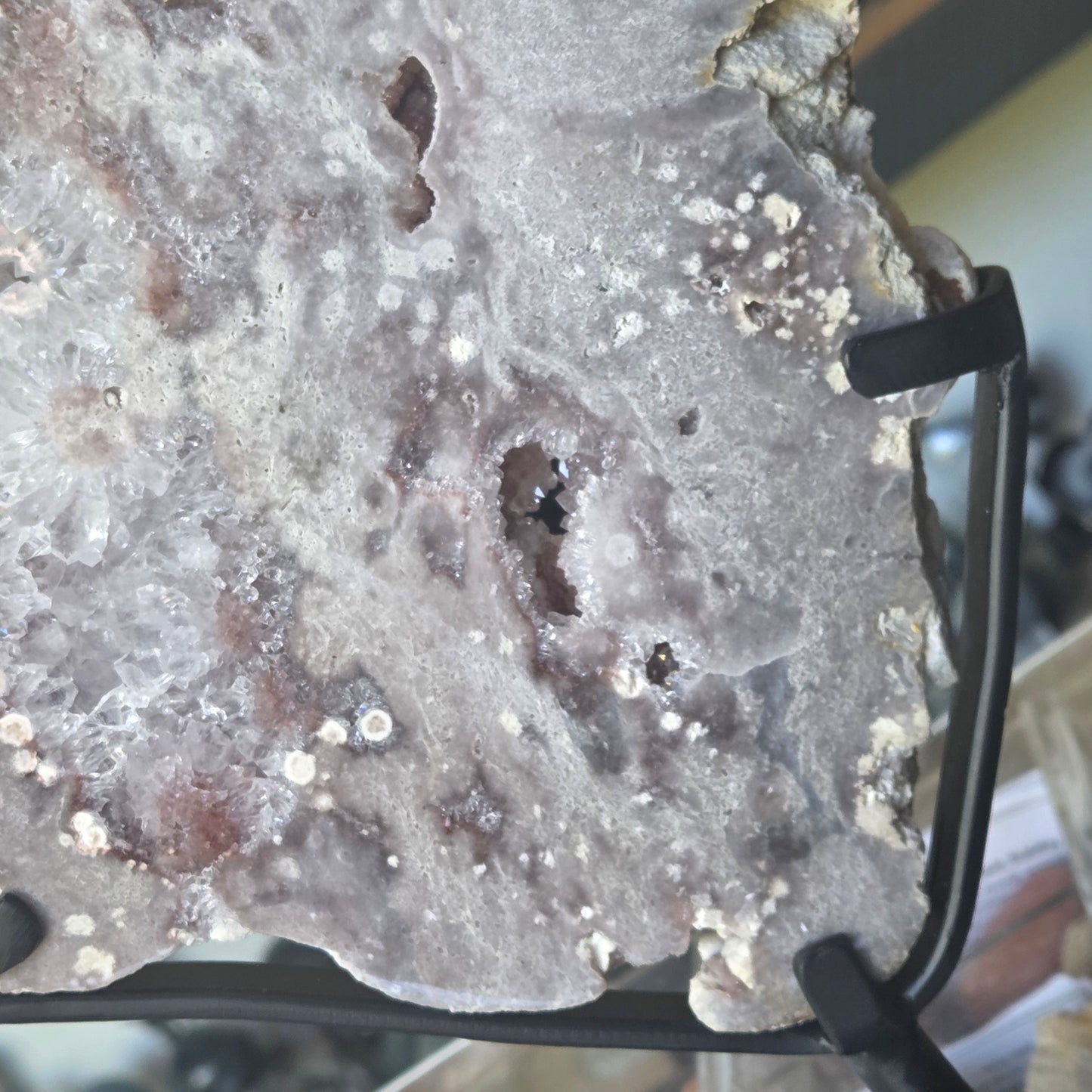 Pink Amethyst Slab & Metal Stand 3Kg