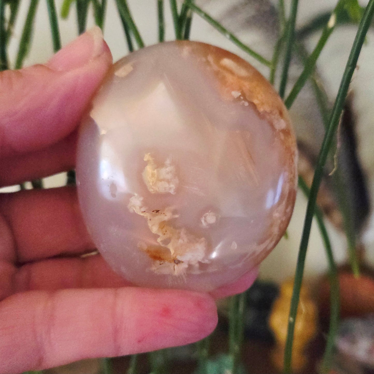 Flower Agate Palm Stone