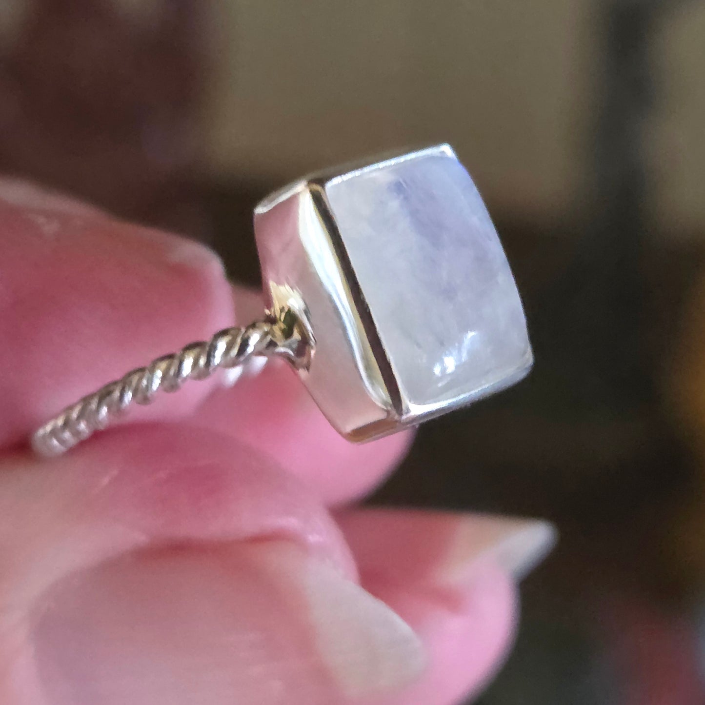 Rainbow Moonstone Ring Size 8