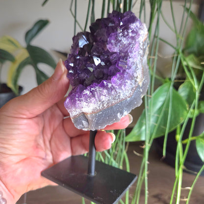 Amethyst Cluster On Metal Stand