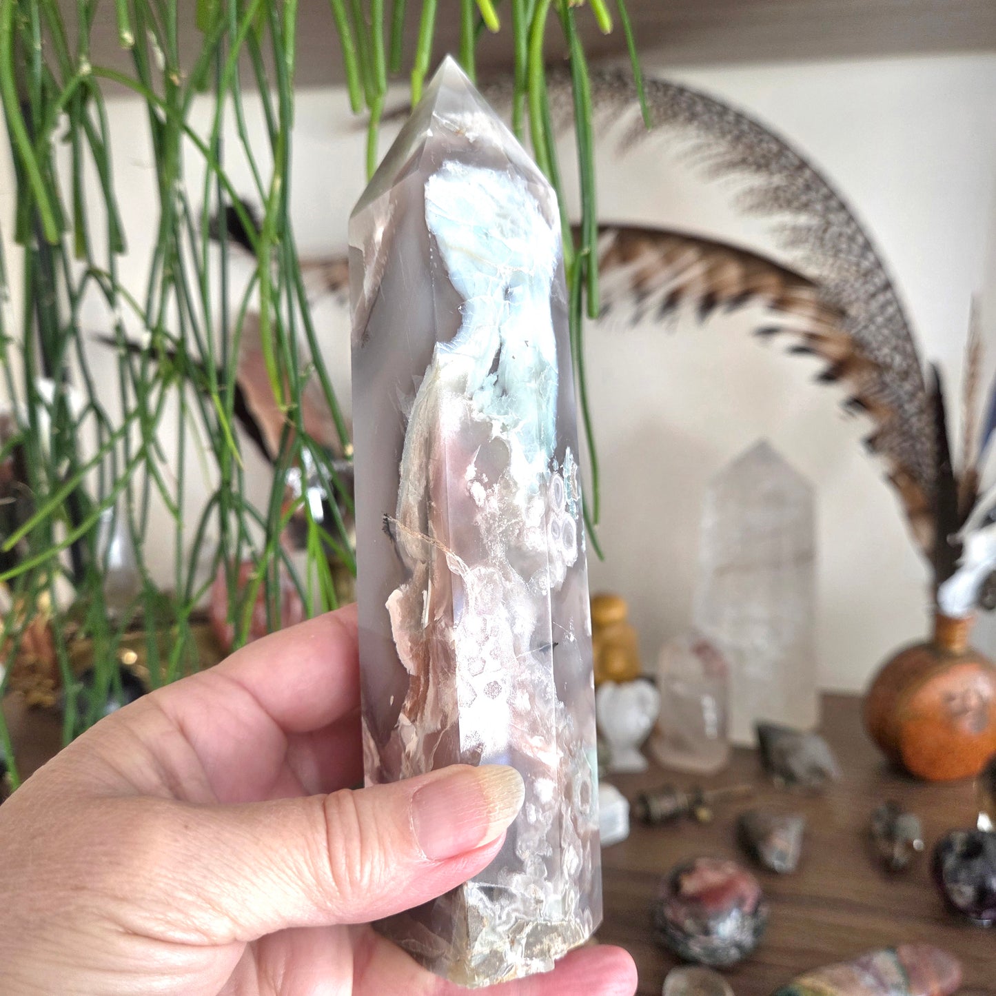 Flower Agate Obelisk