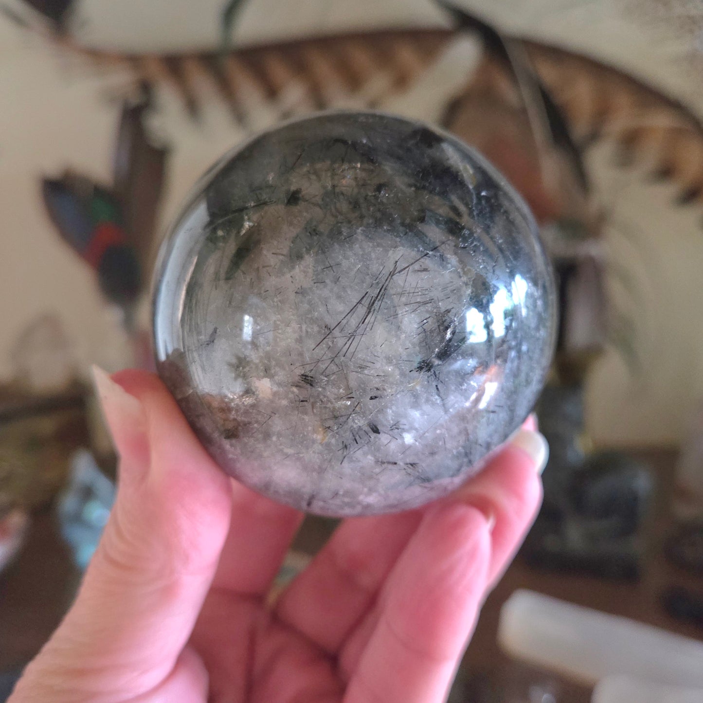 Tourmalinated Quartz Sphere 450gm