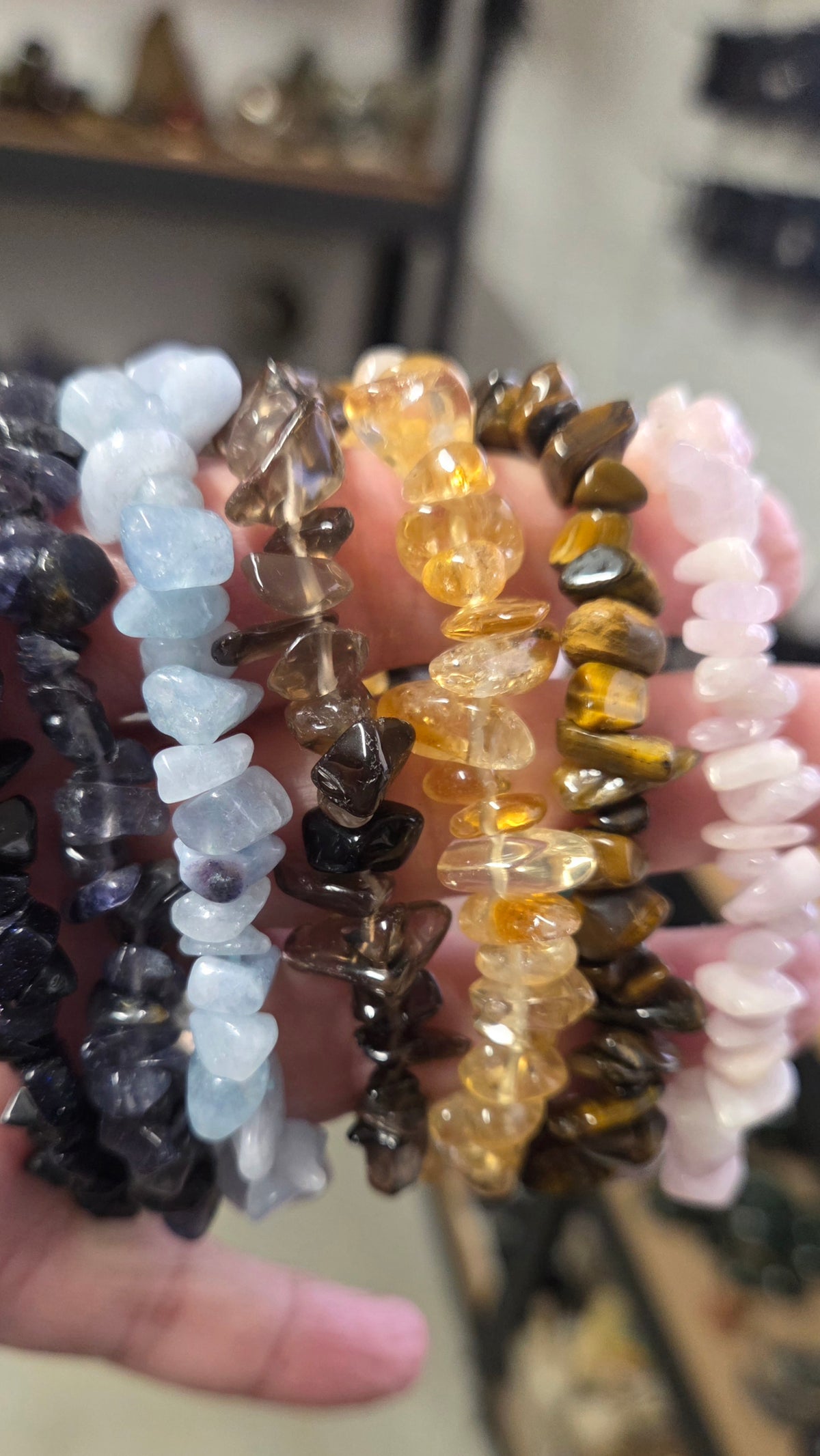 Five Crystal Chip Bracelets