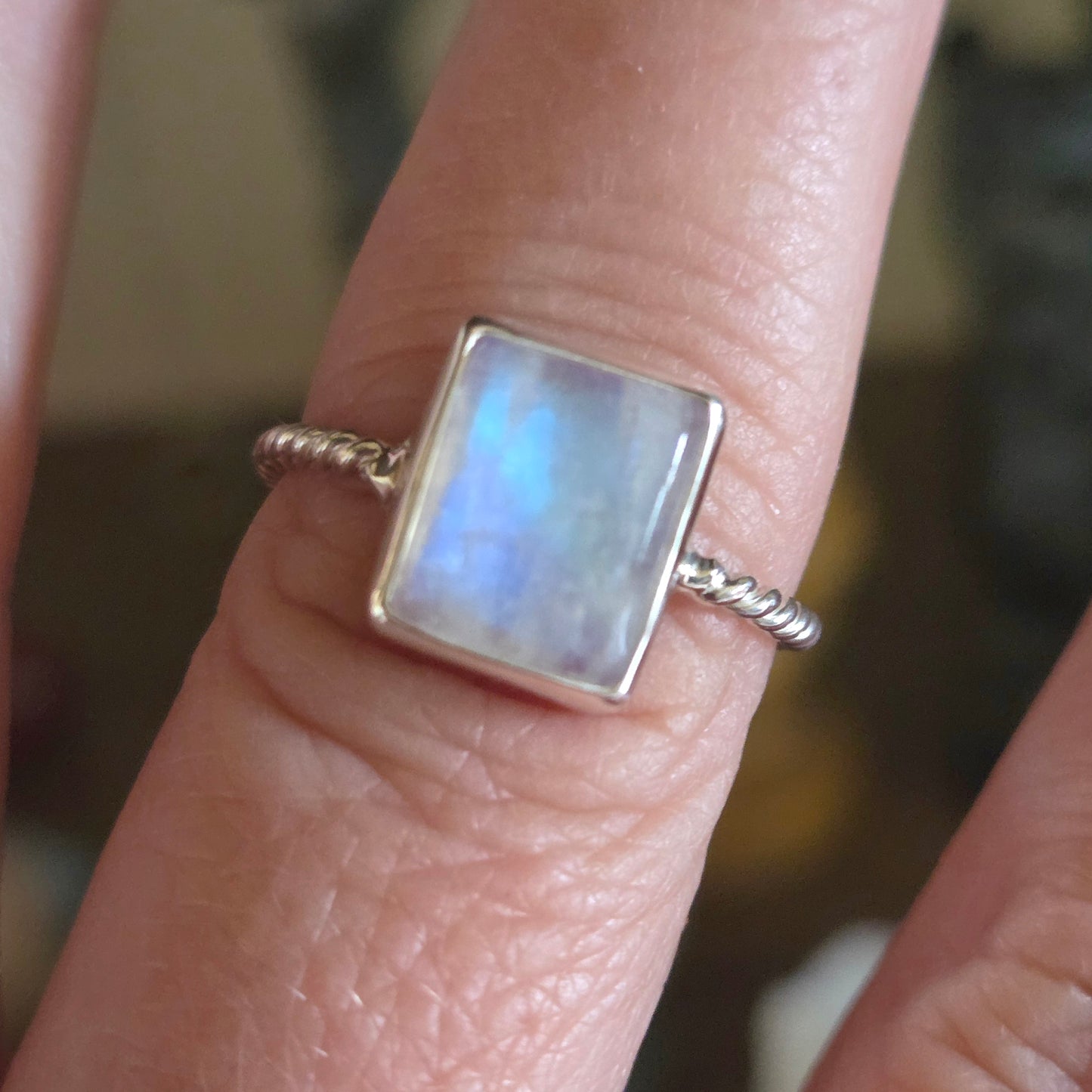 Rainbow Moonstone Ring Size 8