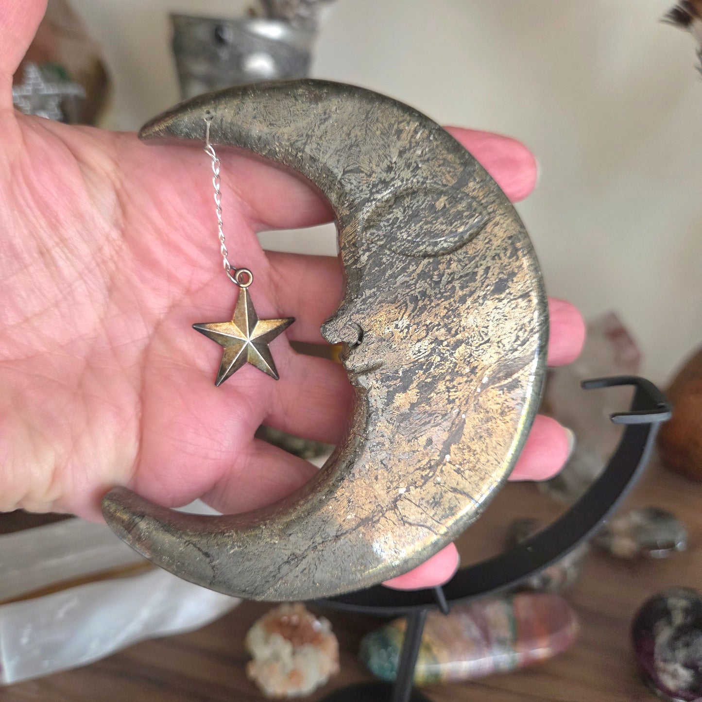 Pyrite Moon on Stand