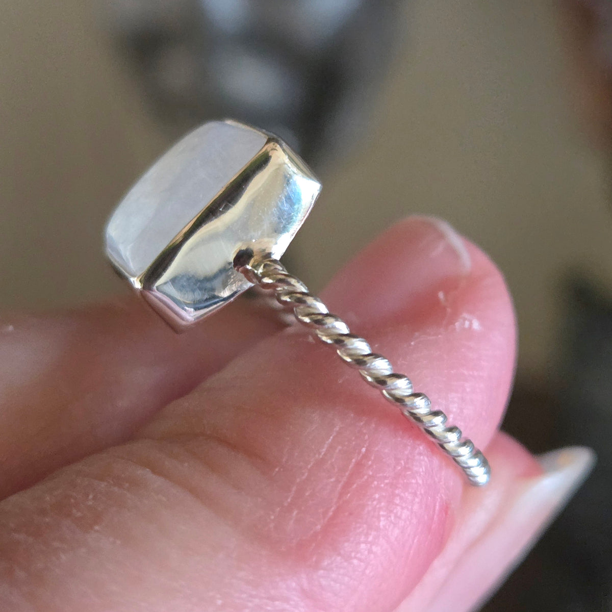 Rainbow Moonstone Ring Size 8