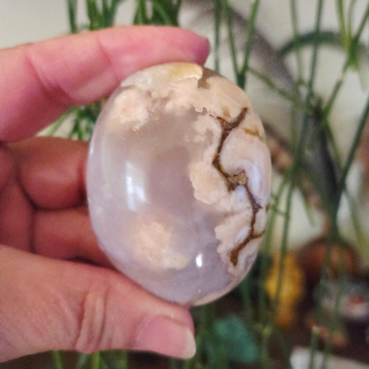 Flower Agate Palm Stone