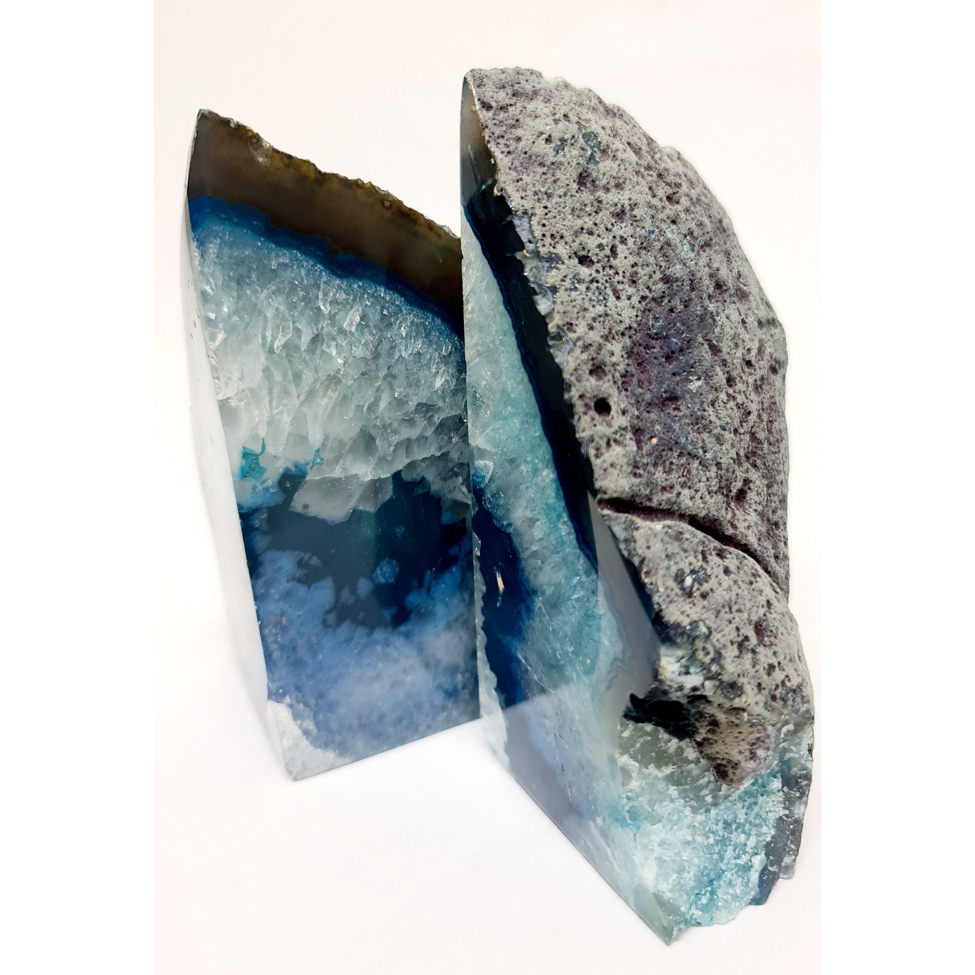 BLUE AGATE BOOKENDS