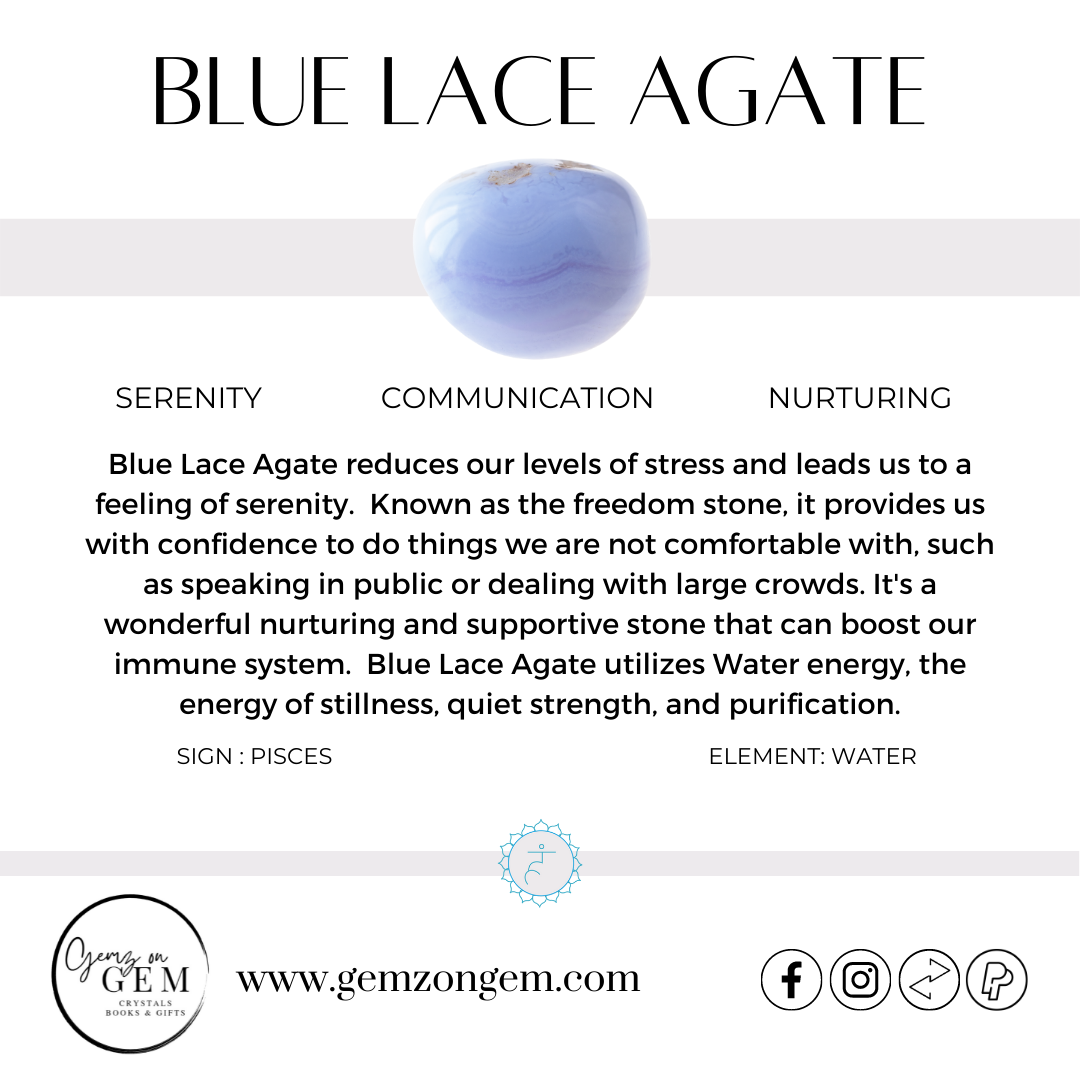 BLUE LACE AGATE TUMBLE - MEDIUM